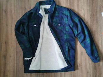 Chemise polaire matelassée M bleu et verte