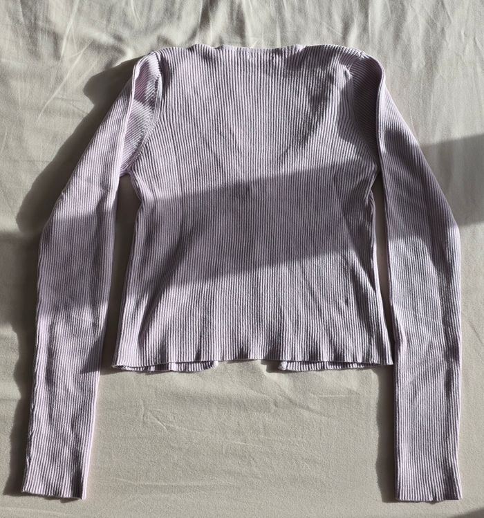 Stradivarius Gilet Maille Côtelée Lilas Très Bon État S - photo numéro 2