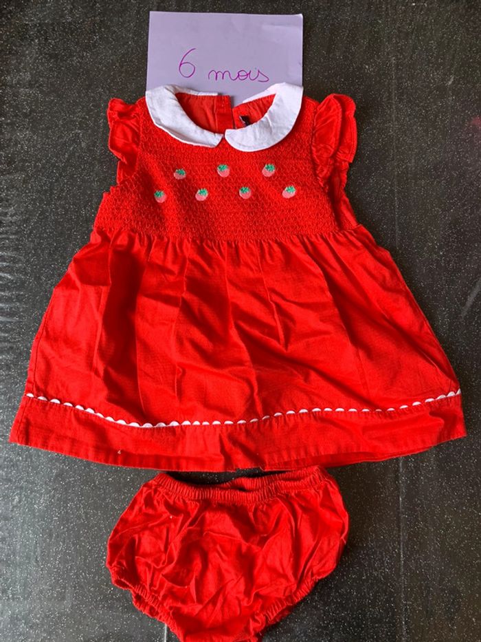 Robe et culotte fraises sergent major 6 mois