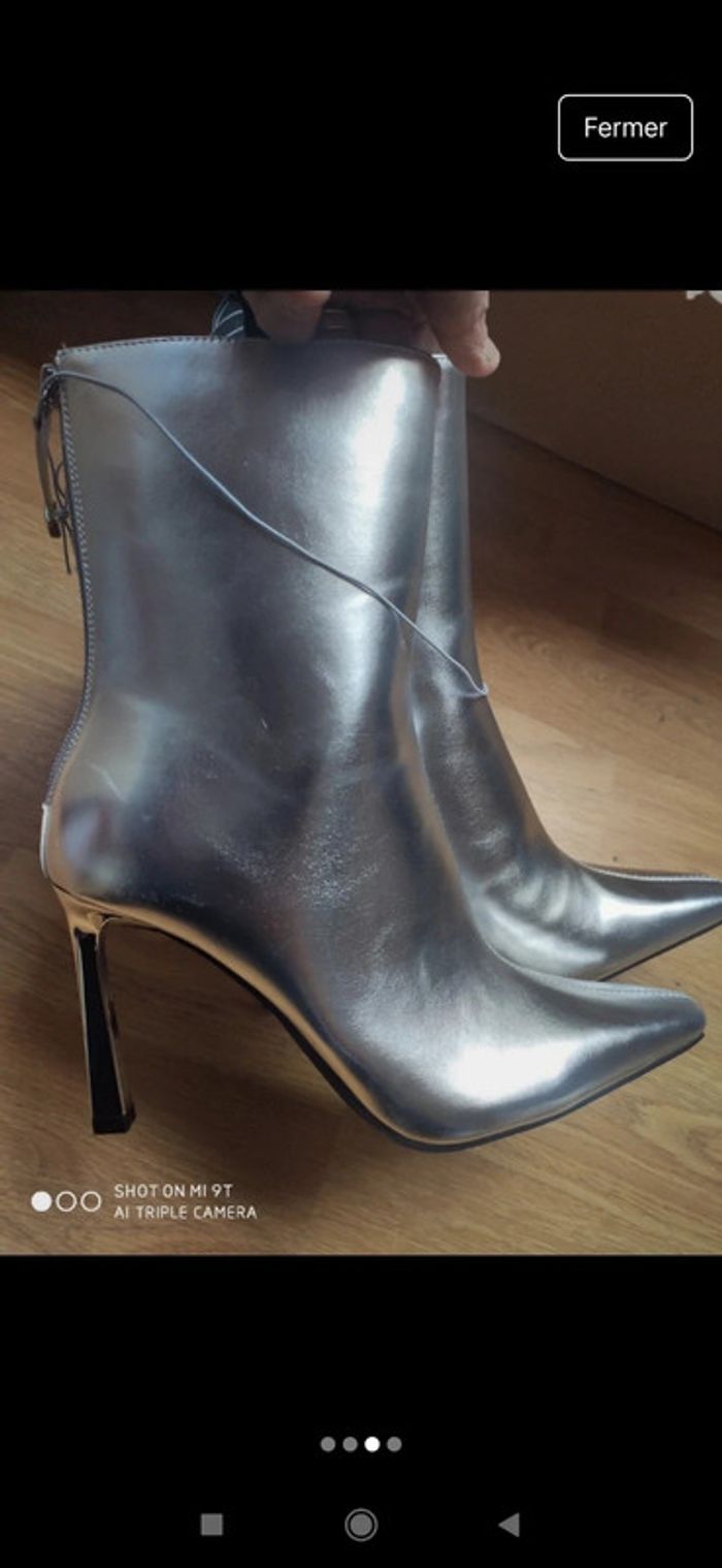 Bottes bottines talons argenté 38 - photo numéro 3