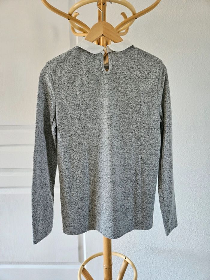 Pull gris col chemise taille 38 Kiabi - photo numéro 3