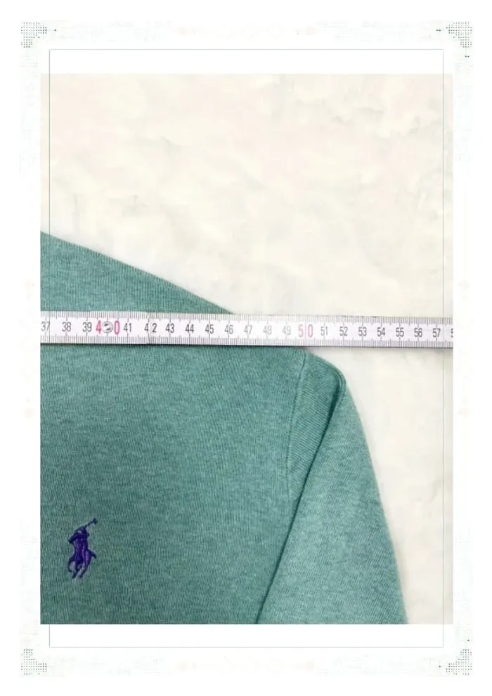 Ralph Lauren pull homme coton Pima vert d’eau col V taille M - photo numéro 9