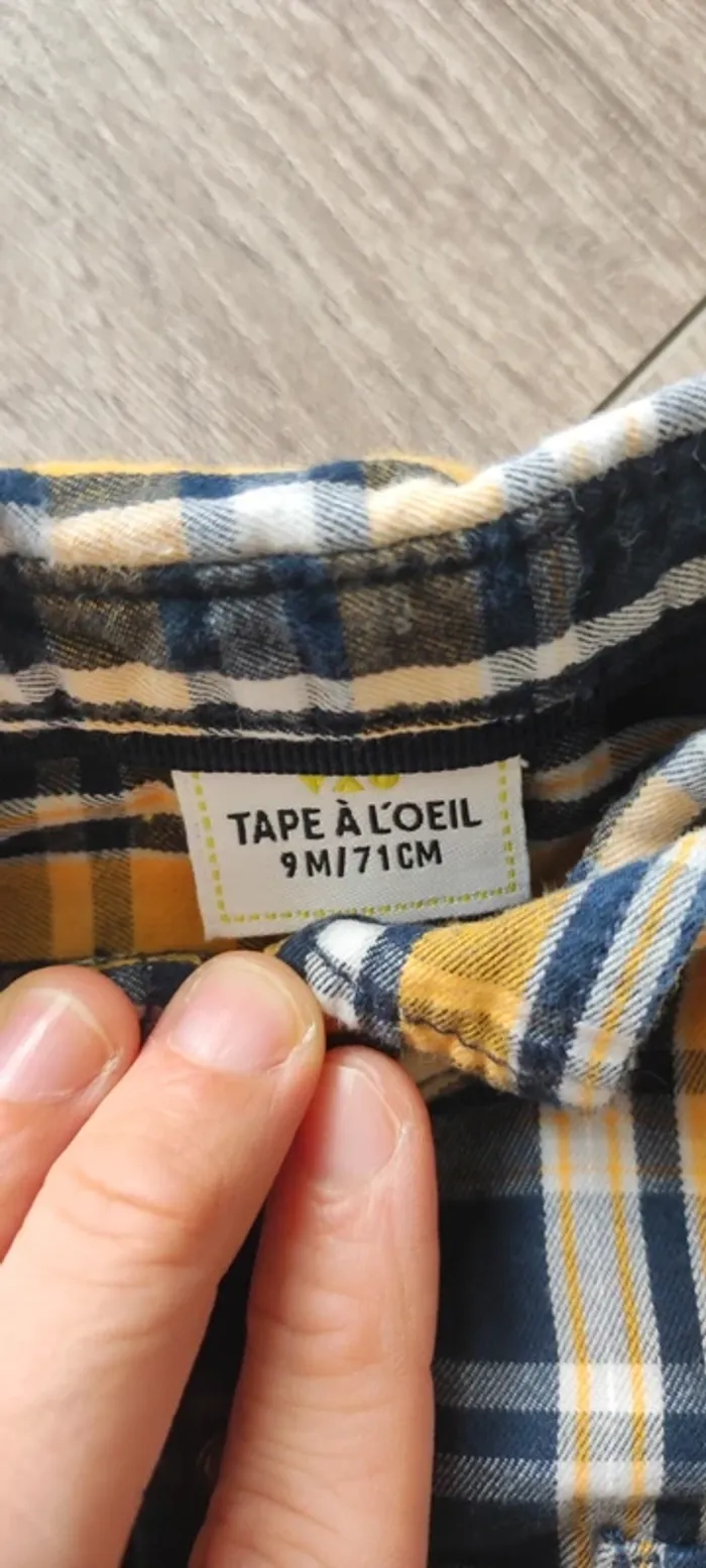 Ensemble tape à l'oeil chemise pantalon 9 mois - photo numéro 3