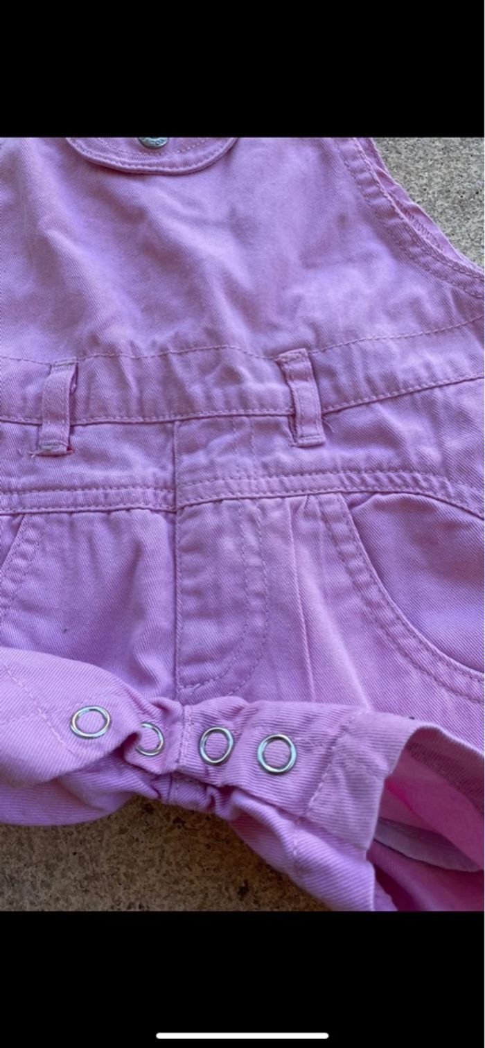 Salopette courte en jeans rose Pocopiano - photo numéro 3