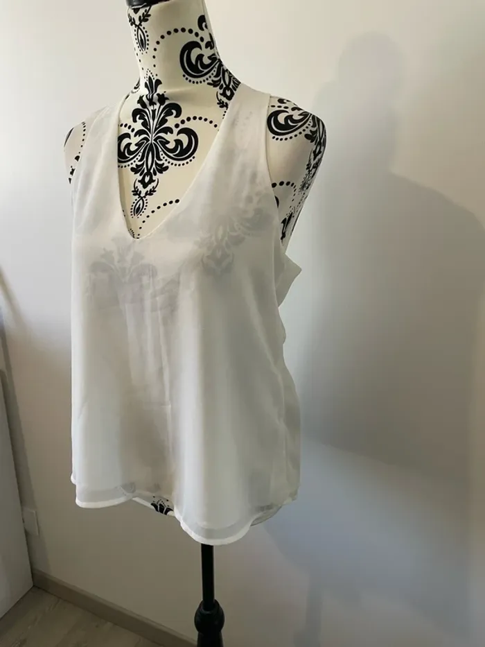 Débardeur blouse Morgan taille 38 blanc dos croisée boucle - photo numéro 3