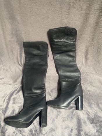 Cuissarde noir cuir véritable Zara woman