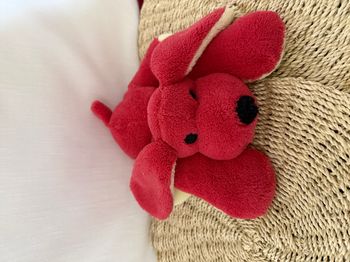 Doudou Peluche Chien Rouge et Blanc MEM CREATION Pour Vert BAUDET