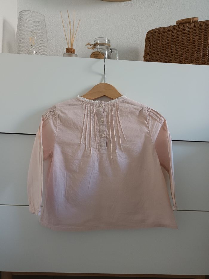 Jolie blouse fluide rose pâle & dentelle Bout'chou 36 mois - photo numéro 5