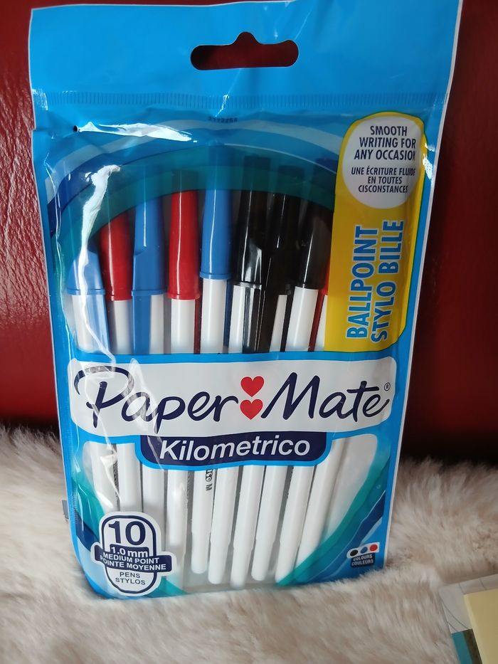 Papeterie: 10 Stylos-billes Paper Mate *3 coloris+ Notes adhésives - photo numéro 3