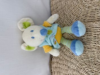 Souris MOTS D'ENFANTS doudou robe bleu