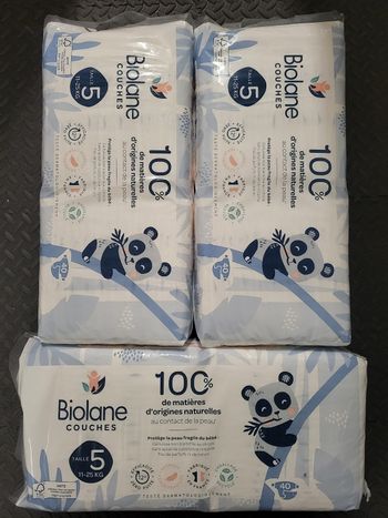 3 paquets de couches biolane taille 5
