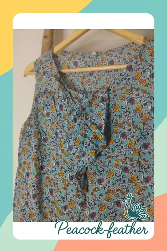 Débardeur bleu fleuri 44 - photo numéro 6