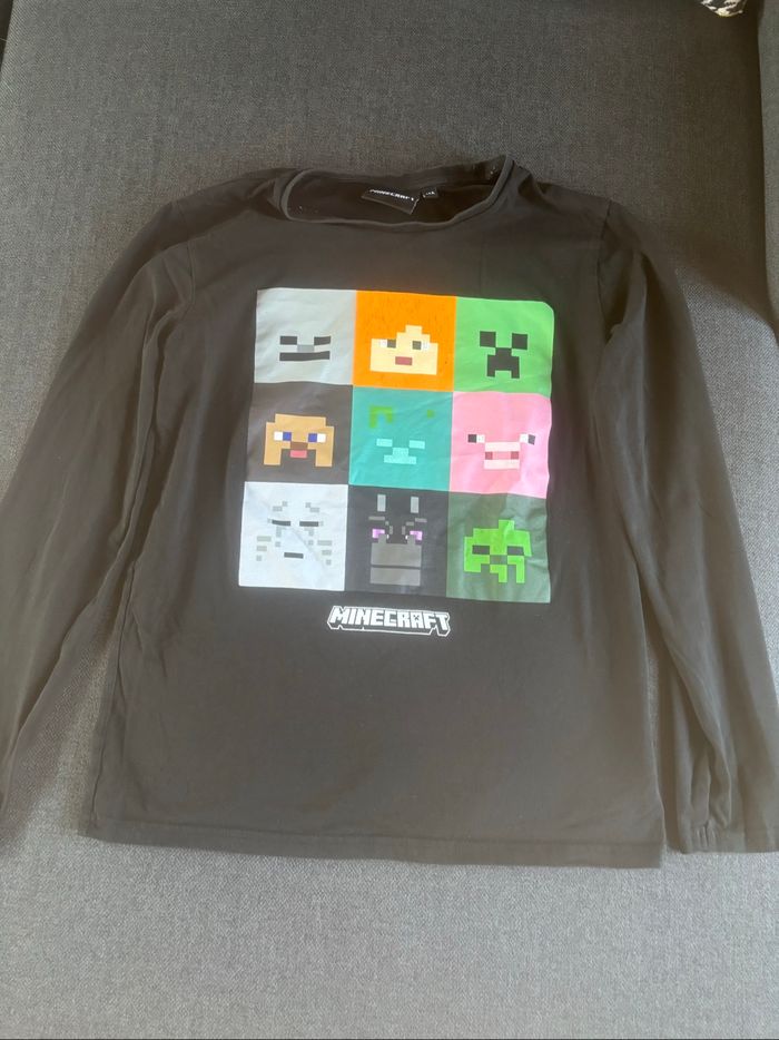 Tee shirt manches longues minecraft 14 ans