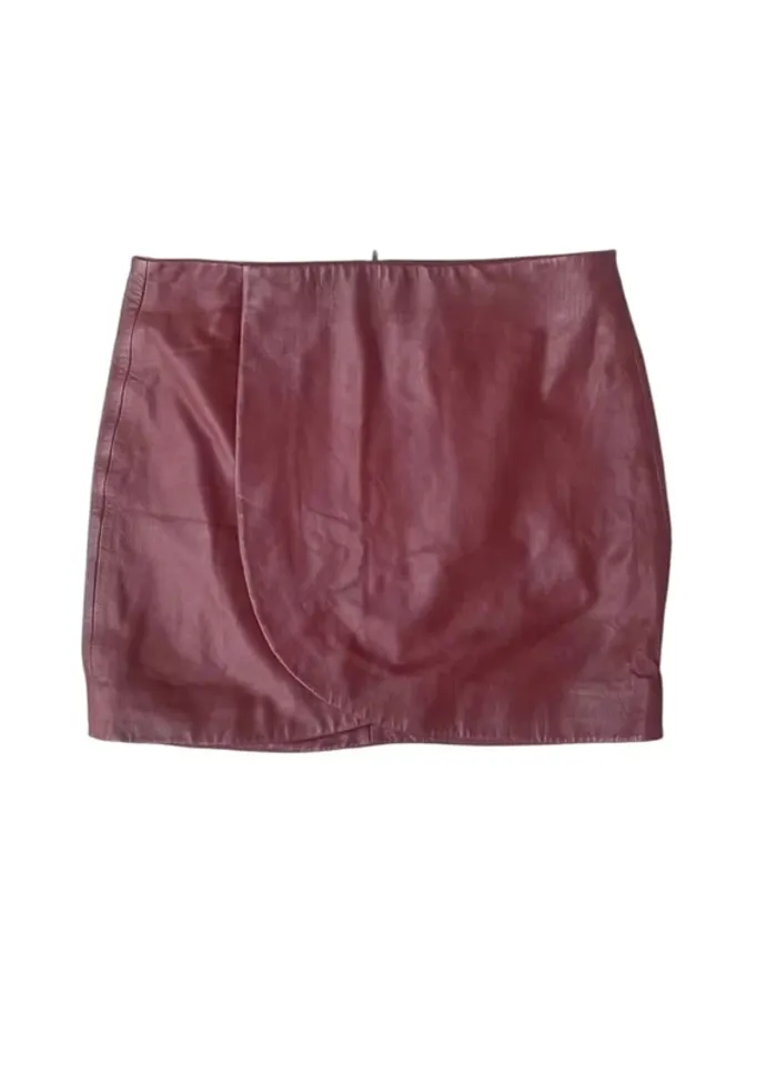 Mini jupe en cuir bordeaux Sézane modèle Bronx taille 36