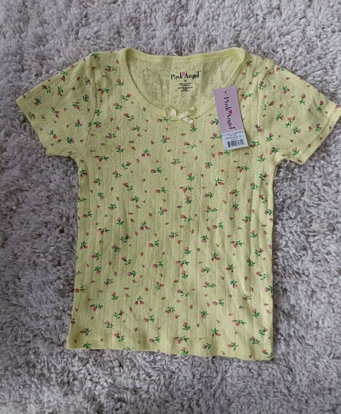 T-shirt pink angel en 100% coton pour enfant de 6 ans