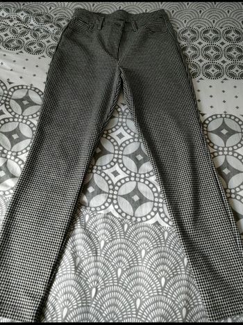 Pantalon gris femme Kiabi 38 style pieds de poules