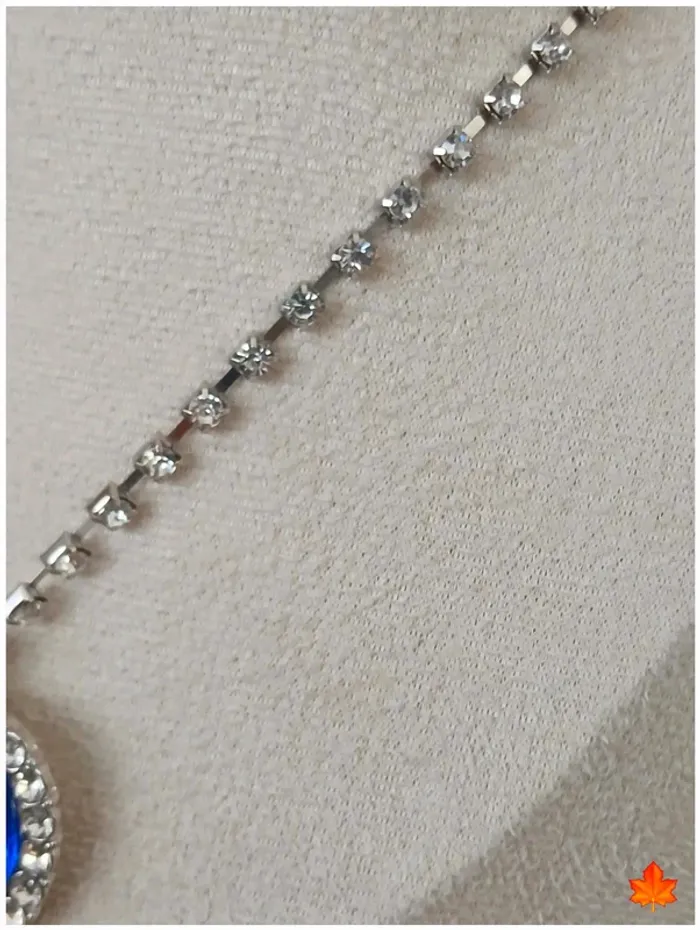 Collier cœur bleu strass – style vintage rétro chic - photo numéro 6