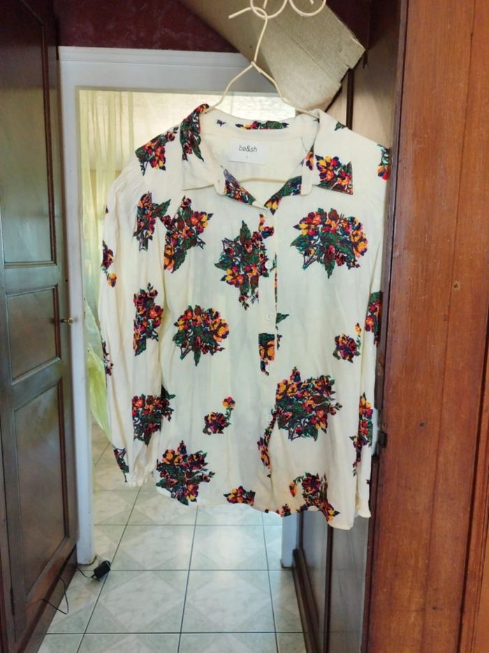 Chemise blanche fleurie Ba&sh vintage S/36 - photo numéro 2