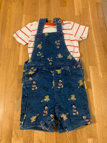 Ensemble salopette short/tee-shirt Disney Primark 24-36 mois 98 cm