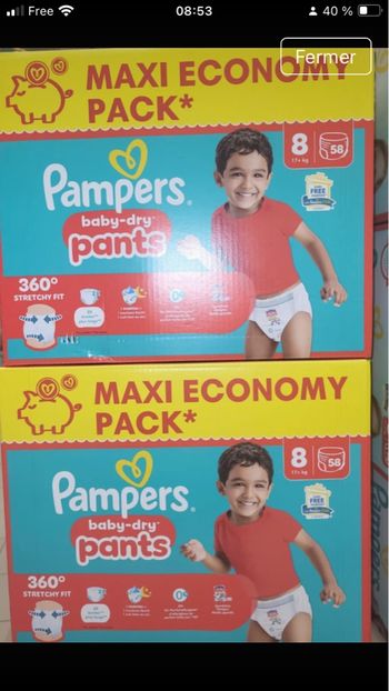 Couches Pampers baby dry dry  T8