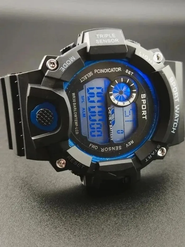 Montre bleue & noire, digitale, multifonctions - photo numéro 3