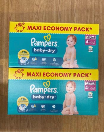 [-30% code HAMAC30] 196 couches extra absorption Pampers baby dry taille 4+