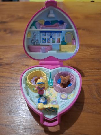 Polly pocket Precious puppies coeur rose 1993 Bluebird COMPLET