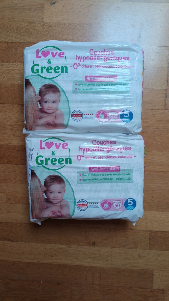 2 paquets de couches Love and green taille 5