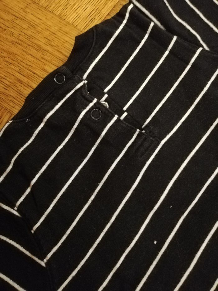 Tee shirt manche courte garcon 12 mois noir rayures - photo numéro 3