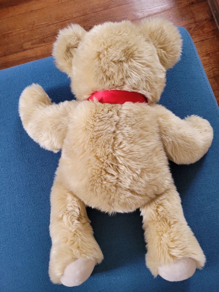 Énorme ours peluche Steiff miel crème clair grand 54cm noeud rouge collection traditionnel - photo numéro 5