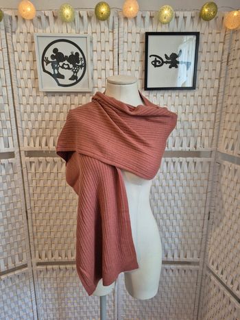 💕Jolie Écharpe côtelée rose Etam laine et cachemire femme NEUVE💕