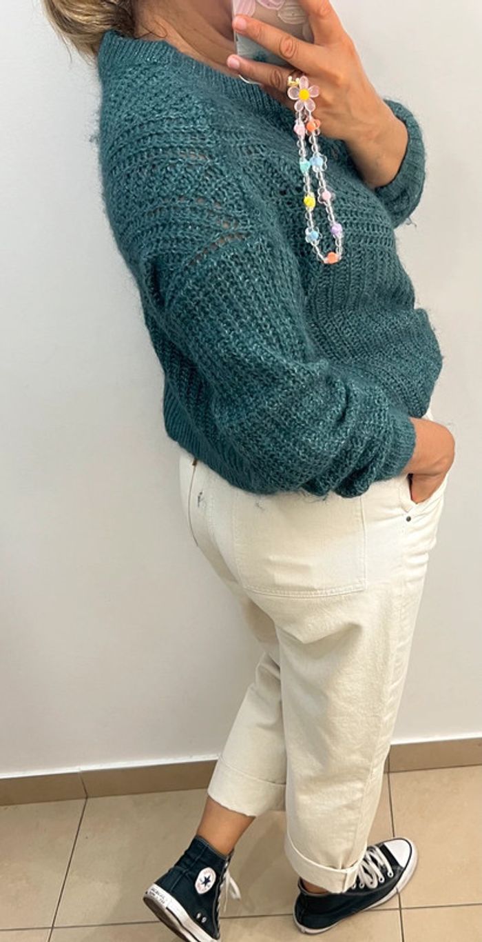 Pull Doux Maille Ajourée Taille L - photo numéro 5