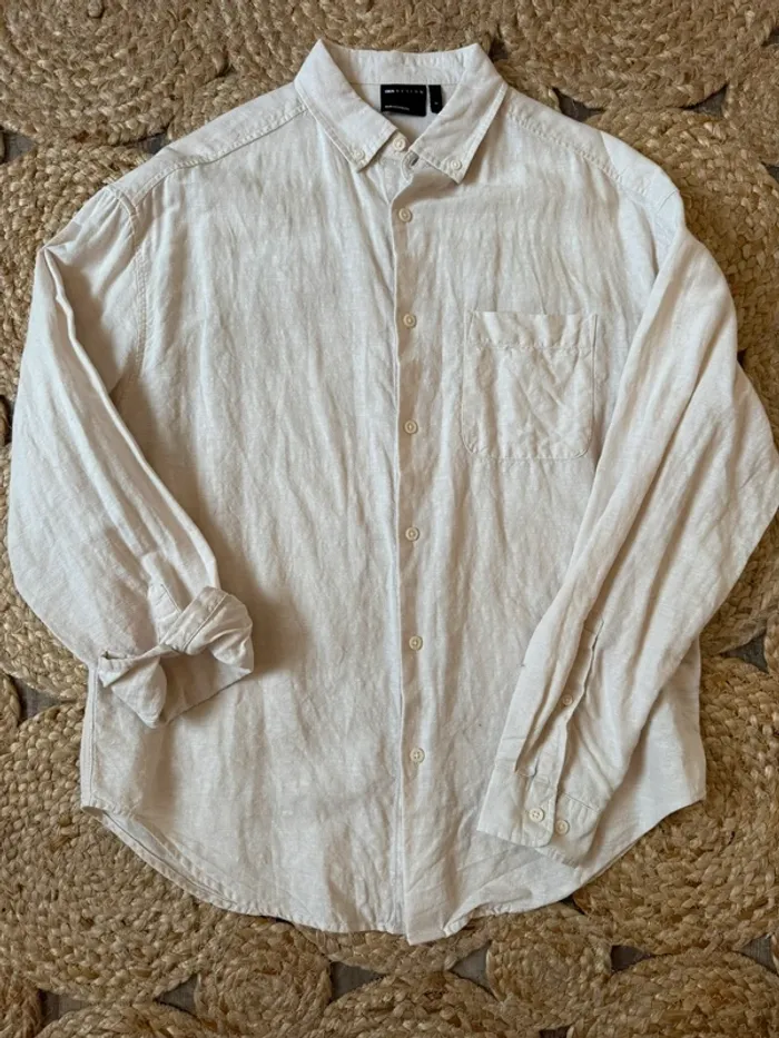 Chemise en lain beige - asos - taille S - photo numéro 3