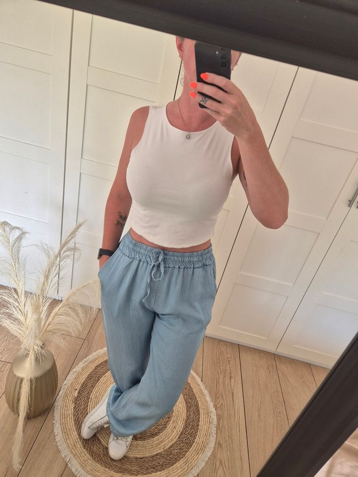 Pantalon fluide effet jean