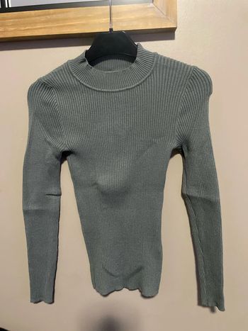 Pull vert d’eau col officier