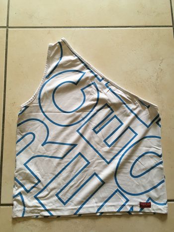 Top « Creeks «  asymétrique blanc et bleu taille S