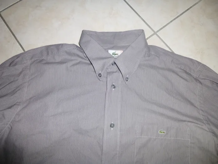 chemise manche longue rayé gris Lacoste taille 42 - photo numéro 2