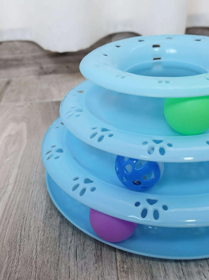 Jouet pour chat tour bleu avec 3 balles Neuf - photo numéro 4