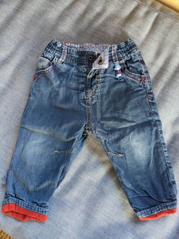 Pantalon doublé style jean souple - 9 mois