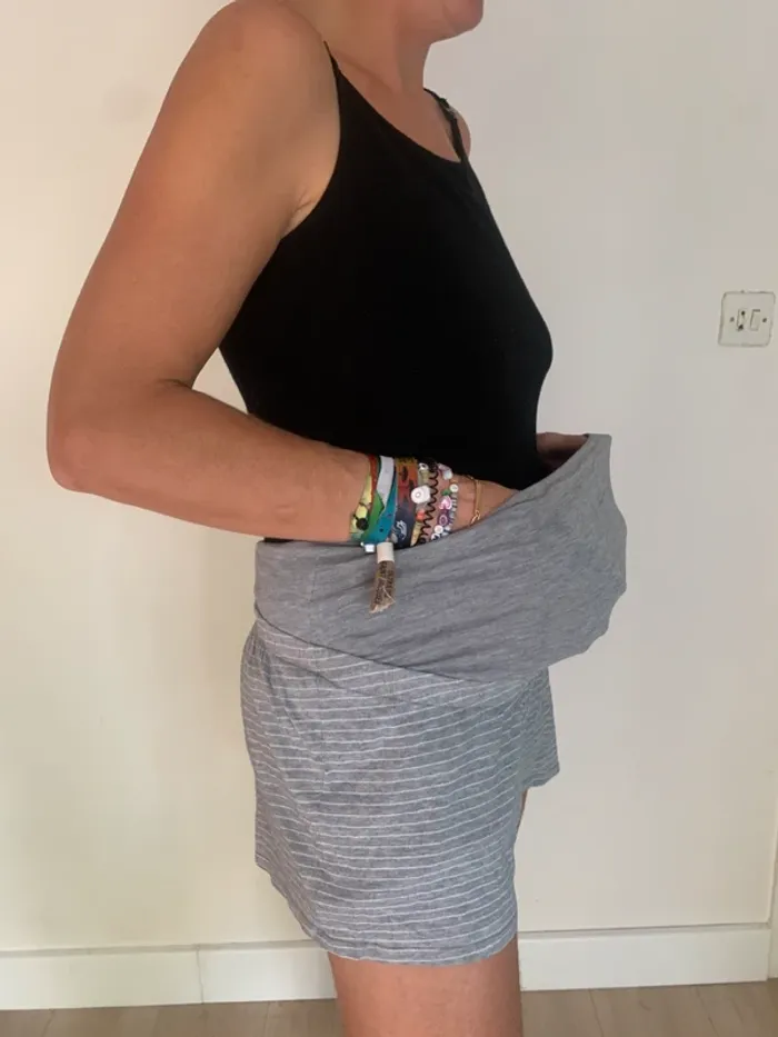 🤰Short maternité – Taille L – Rayures gris – Marque Kiabi