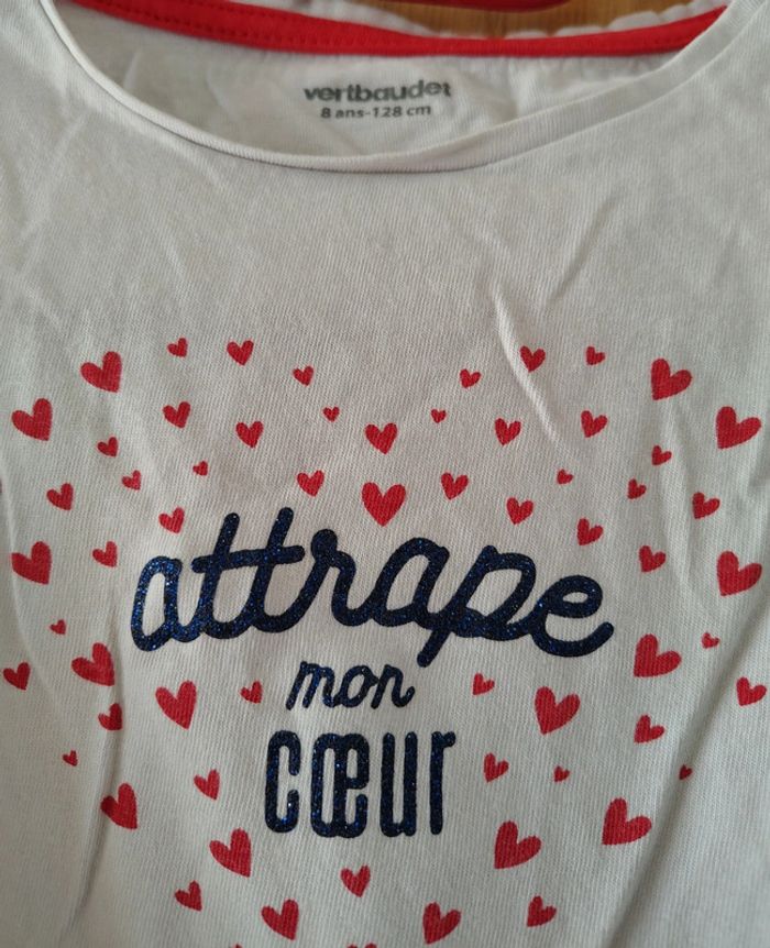 Débardeur blanc à motif coeur Fille 8 ans - photo numéro 2