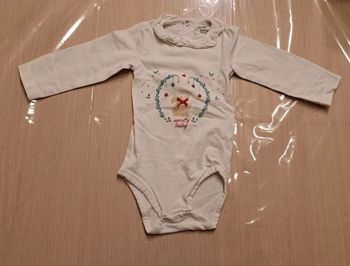 Body blanc manches longues 6 mois 67 cm Noël