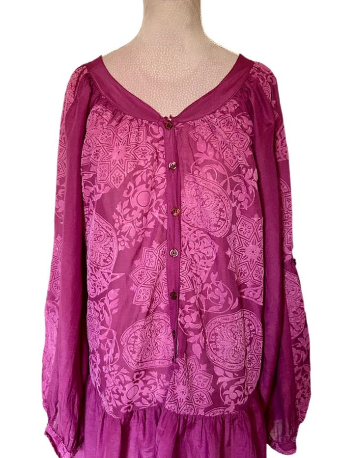 🩷🌿Blouse tunique vintage bohème soie coton taille 40/L Boho hippie chic silk blouse🌿🩷 - photo numéro 10