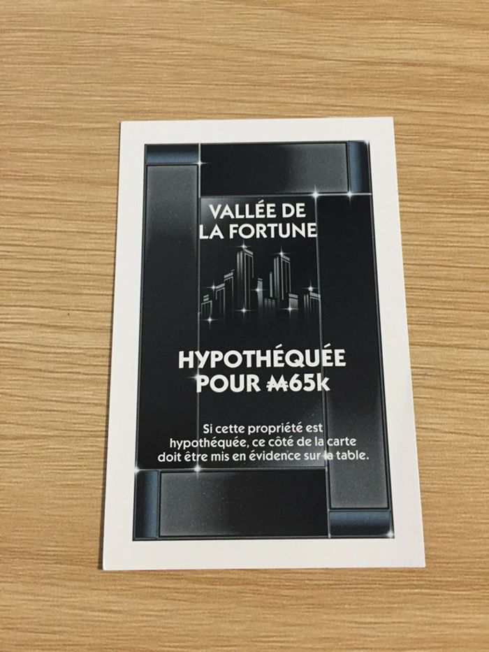 Carte titre de propriété Vallée de la fortune pièce jeu de société Monopoly Millionnaire #A45 - photo numéro 2
