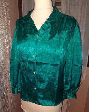 Chemise effet satiné - bleu canard