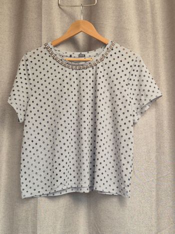 T-shirt gris à pois transparent taille L Atmosphère 