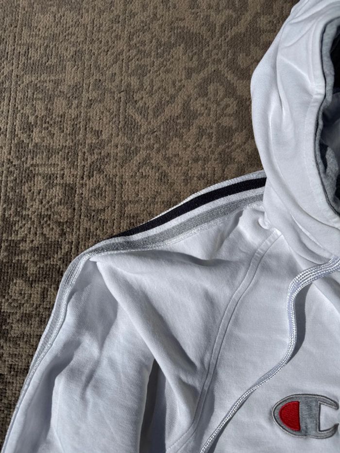 Sweat à capuche Champion blanc logo brodé - Taille S/M - photo numéro 7