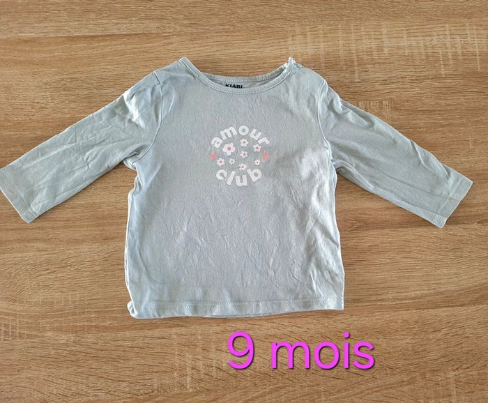 T-shirt coton vert d eau 9 mois