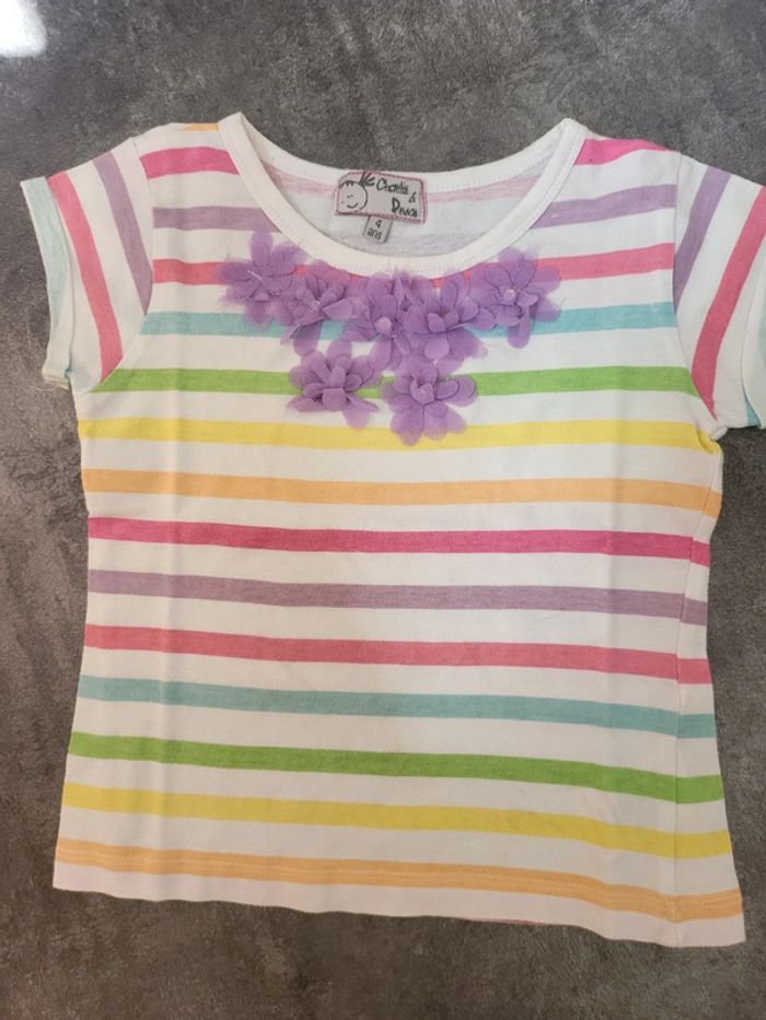 Lot 7 t-shirts fille manches courtes 4ans très bon état - photo numéro 5