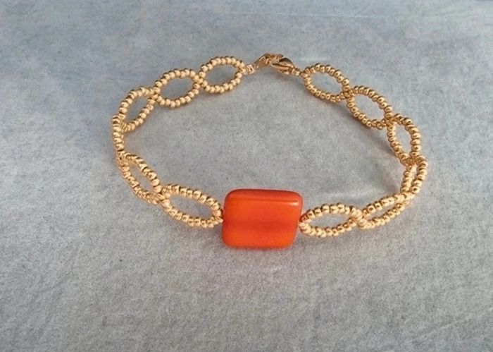 Bracelet orange et doré pour poignet fin - photo numéro 4